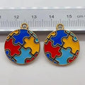 10pcs Autism Heart shaped Color Puzzle Alloy Drip Oil Pendant DIY Jewelry Accessories