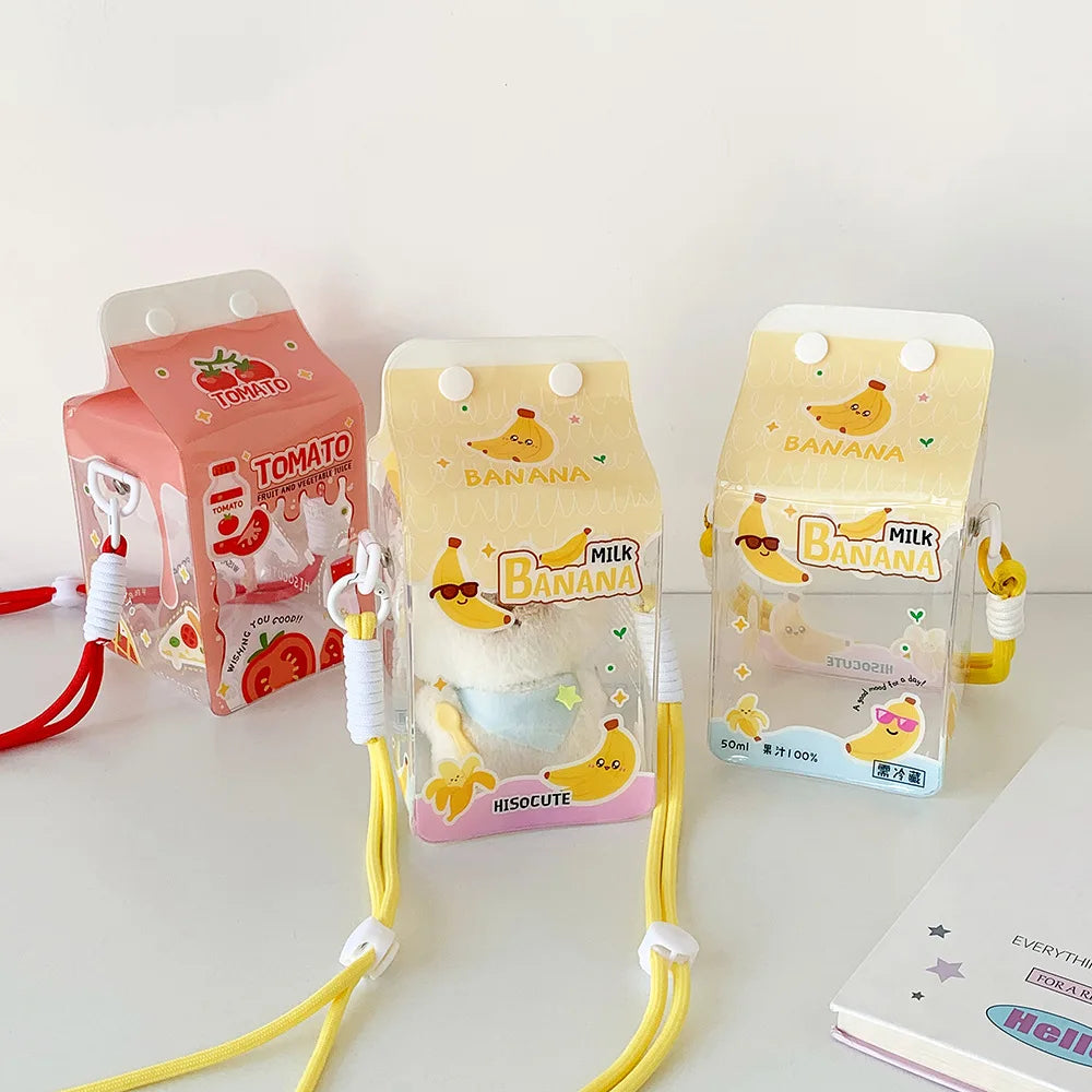 Fashion Cartoon 4-Leaf Clover Transparent Doll Crossbody Bag Cute Girls Decorative Display Figurine Single Shoulder Storage Bag