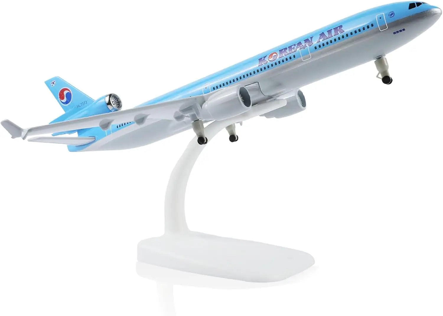 20cm Korean MD-11 Toy Airplane Model Kit 1/300 Scale Alloy Diecast Airplane Model with Stand wheel for Collections and Displays