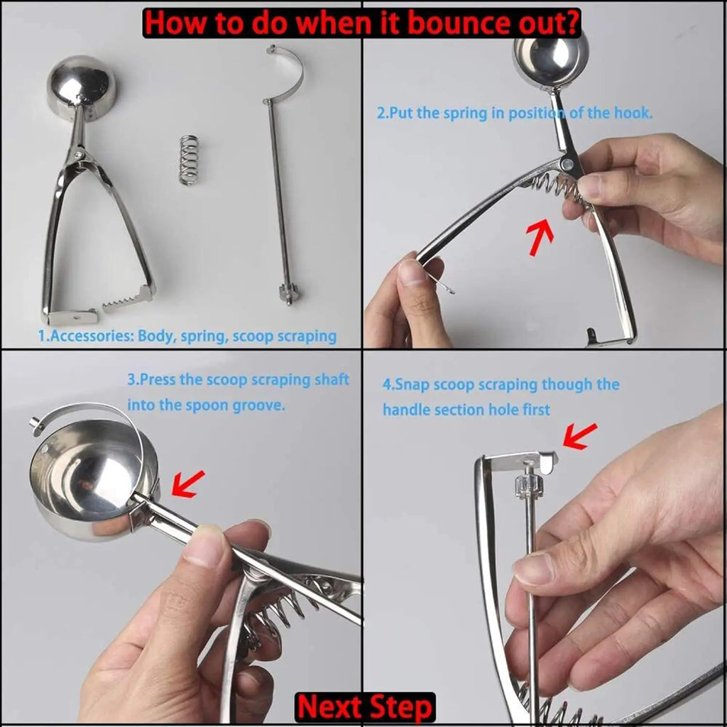 Cookie Scoop with Trigger for Kitchen Family Ice Cream Cookie Cupcake Muffin Meatbal Stainless Steel Ice Cream Scooper