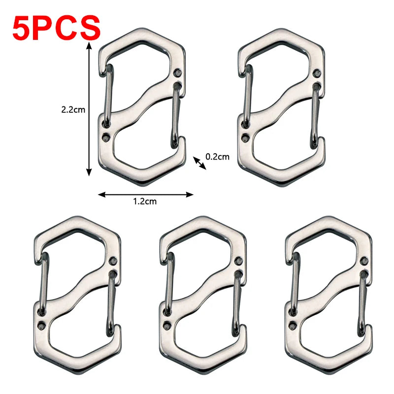 S Type Carabiner with Lock Anti-Theft Outdoor Camping Backpack Buckle Key-Lock Tool Metal Double Hooks Mini Keychain Lock Hook