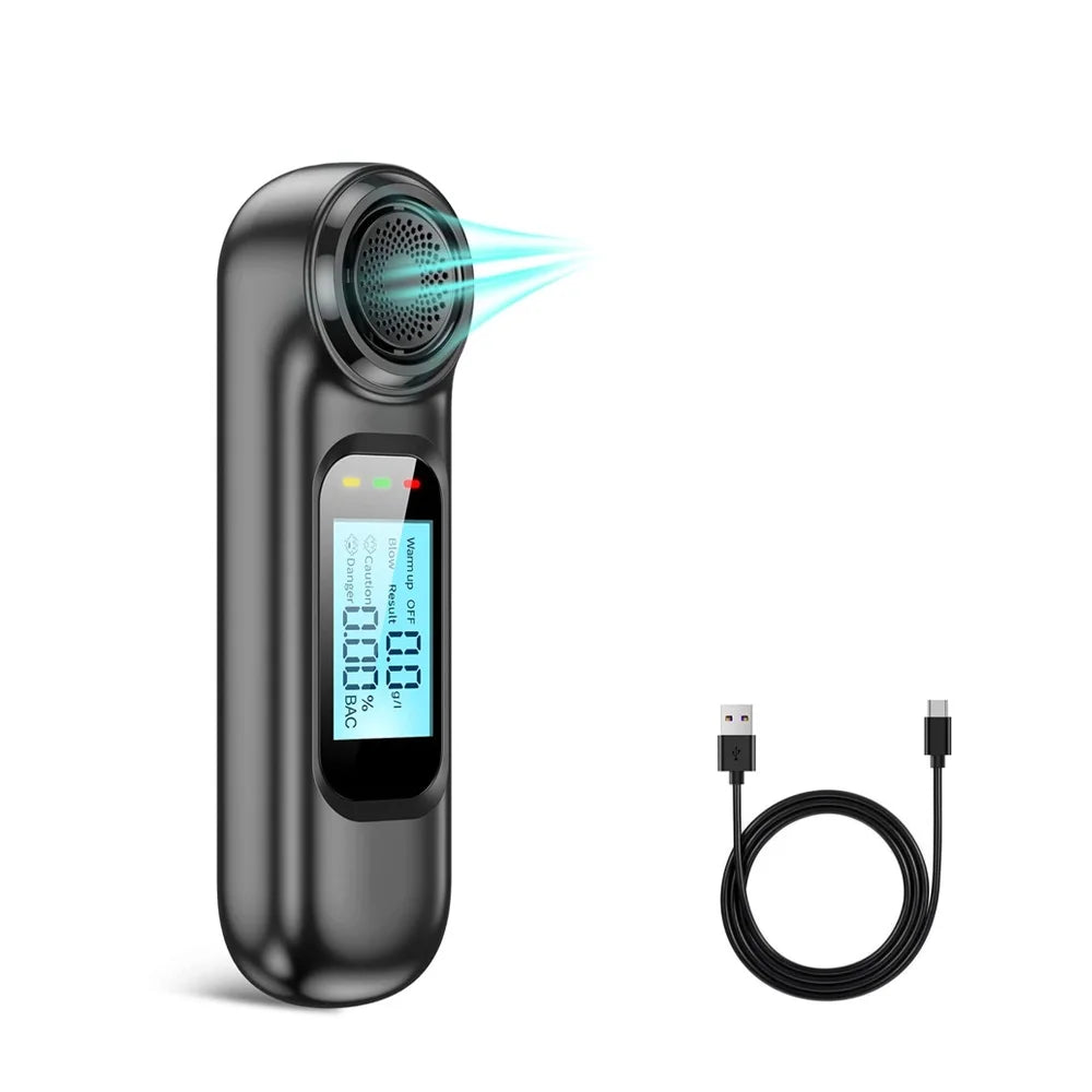 Portable Digital Breathalyzer Mini Professional Rechargeable Alcohol Tester Breathalyzer Drink Driving Analyzer LCD Display