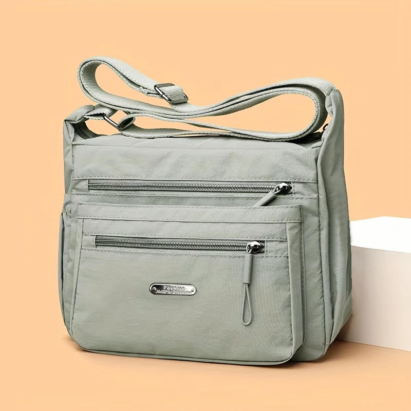 Casual Multi-pocket Crossbody Purse Adjustable Wide Strap, Multi Color Option Bag for Travel Outdoor Leisure City Outings