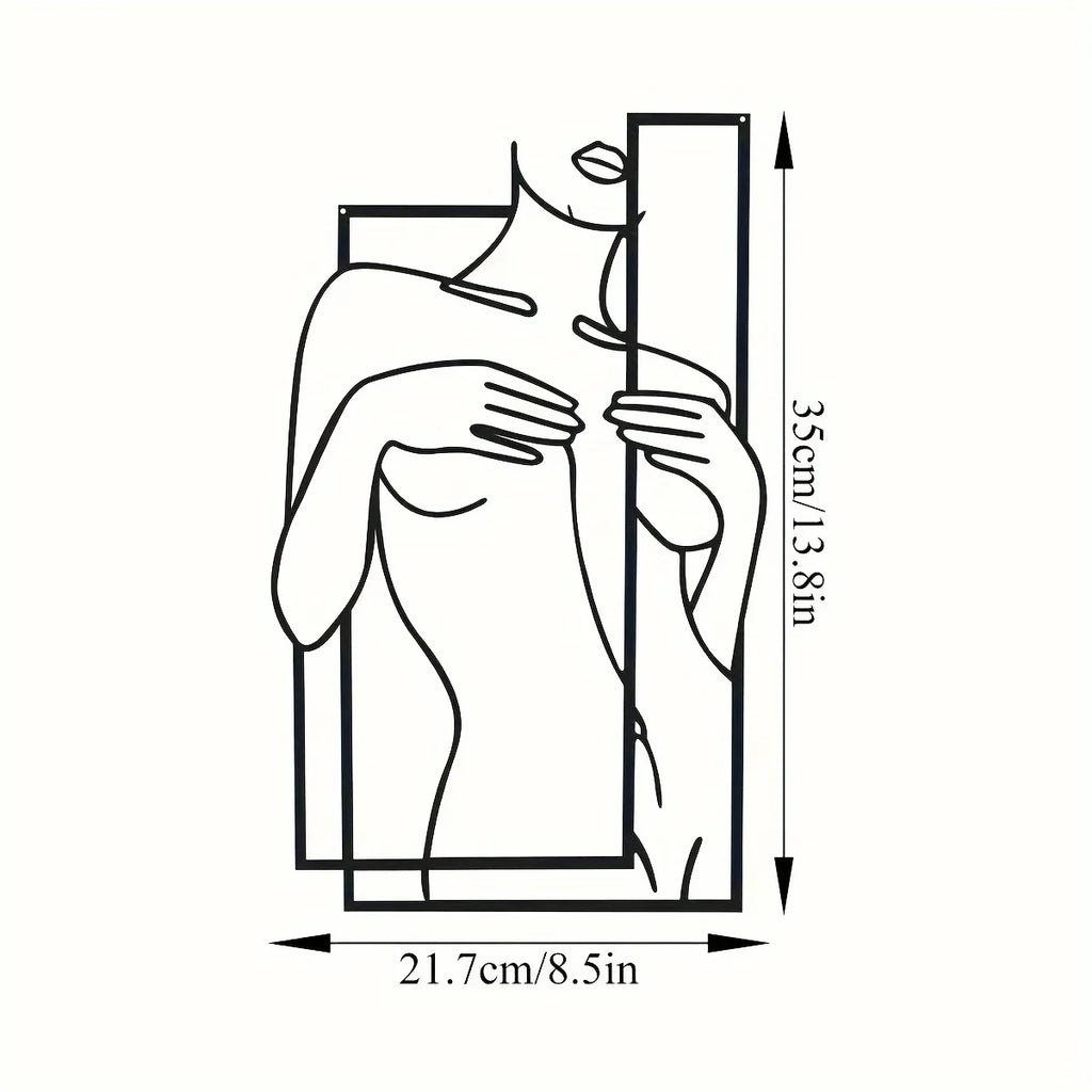 Large Scale Sleek Feminine Metal Line Art Mural | Minimalist Premium Wall Sculpture for Bathroom & Bedroom