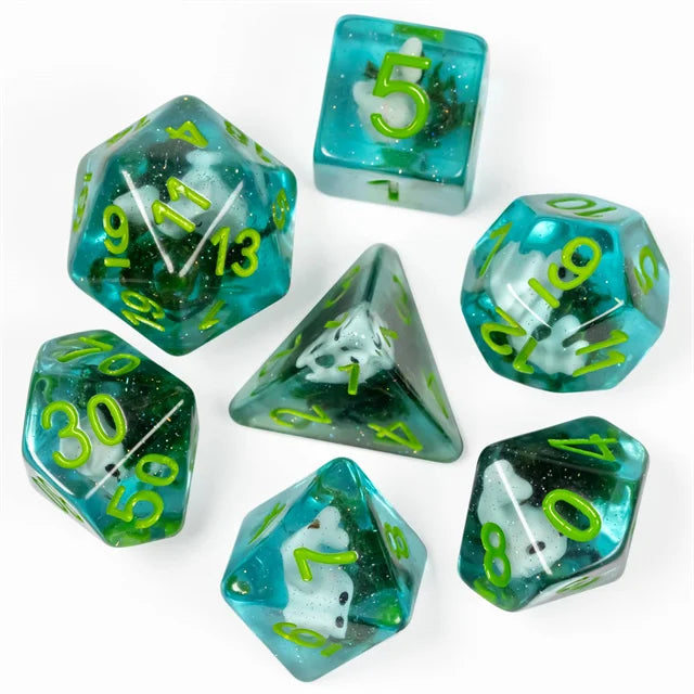 Cusdie Cute Animals DnD Dice Resin D4 D6 D8 D10 D% D12 D20 Polyhedral Dice Set for D&D Pathfinder Role Playing Table Board Games