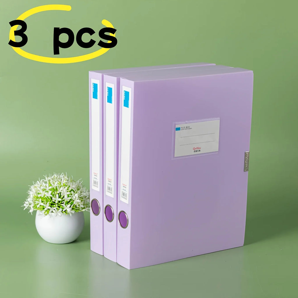3pcs Large Capacity Plastic File Boxes for Office Use - Document, Personnel Records, Financial Accounting, and Invoice Storage