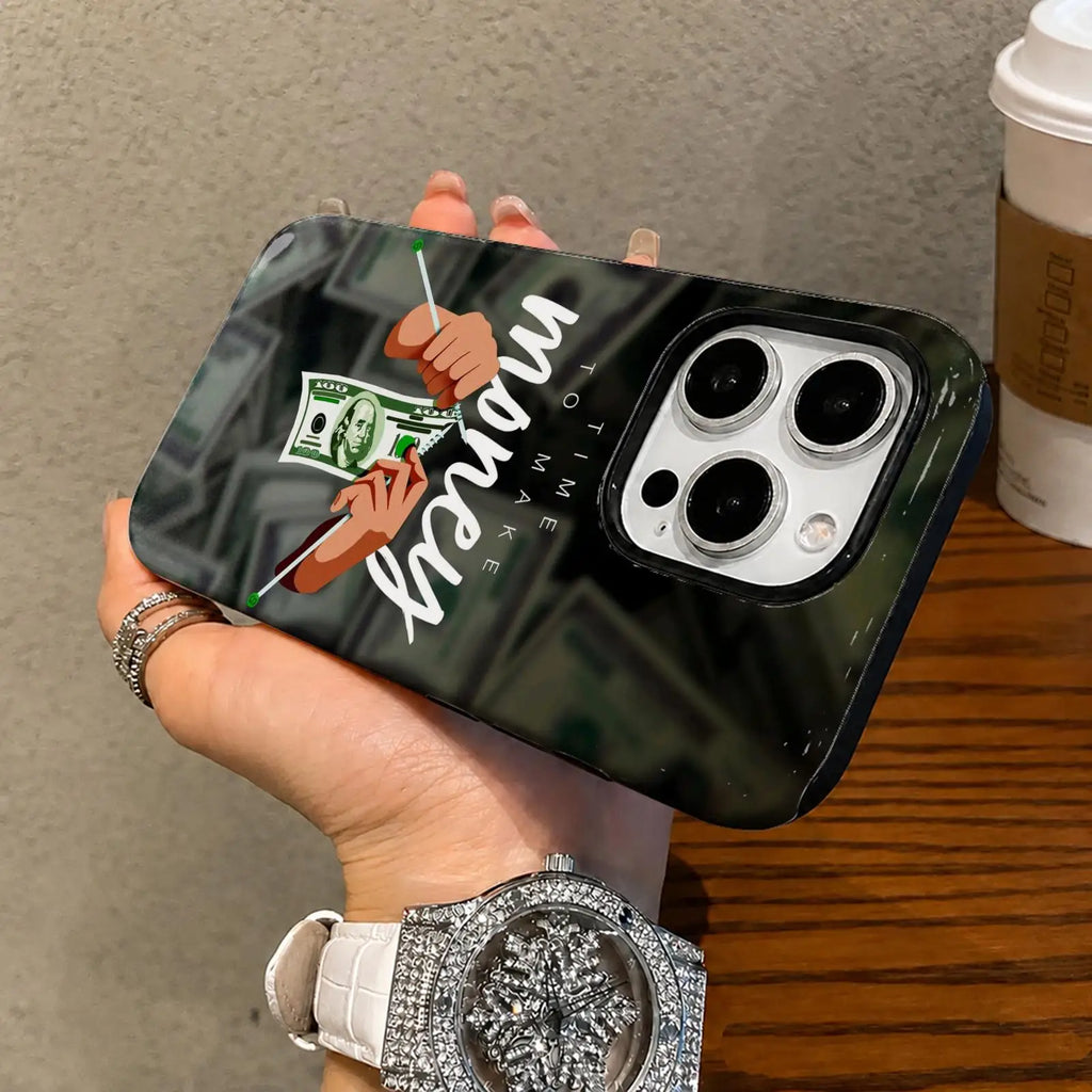 Funny Time is Money Phone Case For iPhone 17 16 15 14 13 12 11 Pro Max Air Dual-Layer Shockproof Protective Cover