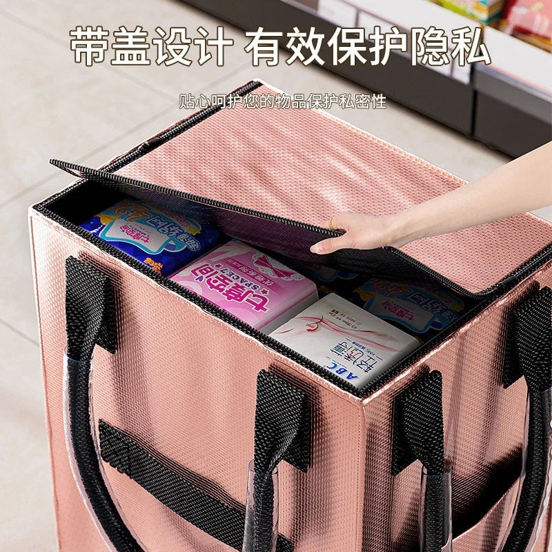 Foldable Wheeled Rolling Shopping Bag Long Handle Large Capacity Portable Collapsible Tote for Travel Shopping Outdoor Business