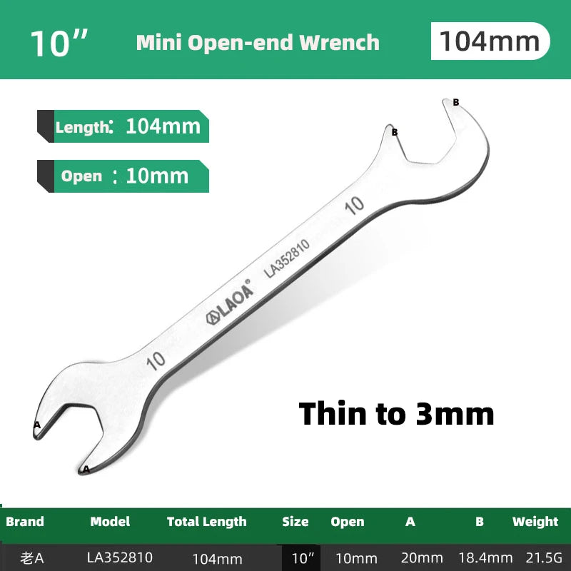 LAOA Mini Double Ended Spanner Open-End Wrench Rool Wrench Can Be Carried with You 5mm-11mm