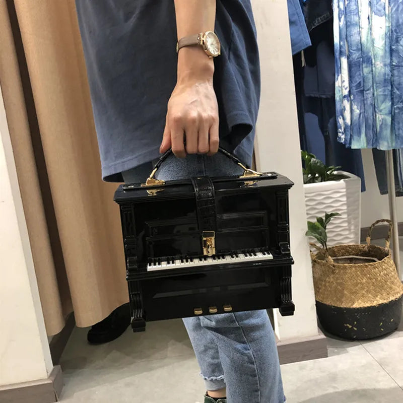 2024 Designer Women High-end Pu Leather Handbags Fashion Piano Shape Shoulder Travel Bag Luxury Ladies Small Box Crossbody Bags