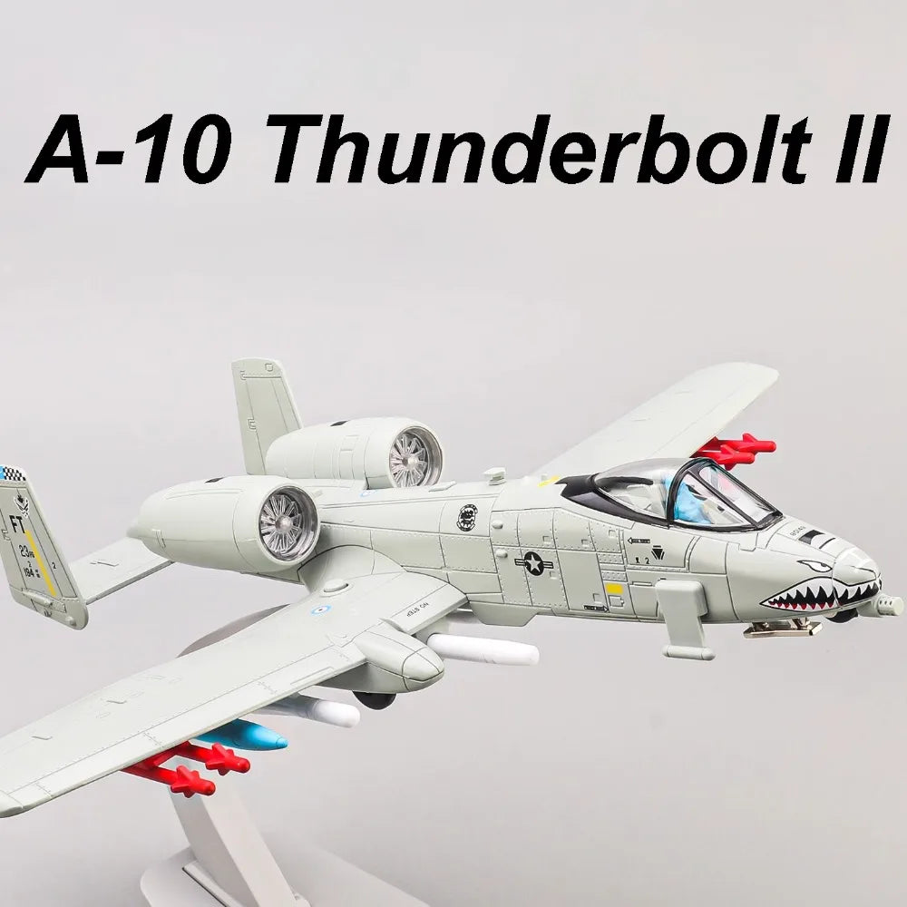 1:32 A-10 Thunderbolt II‌ F-14 Fighter Model Toy Foldable Wheels Metal Body Airplane Sound Light Models Gifts for Children