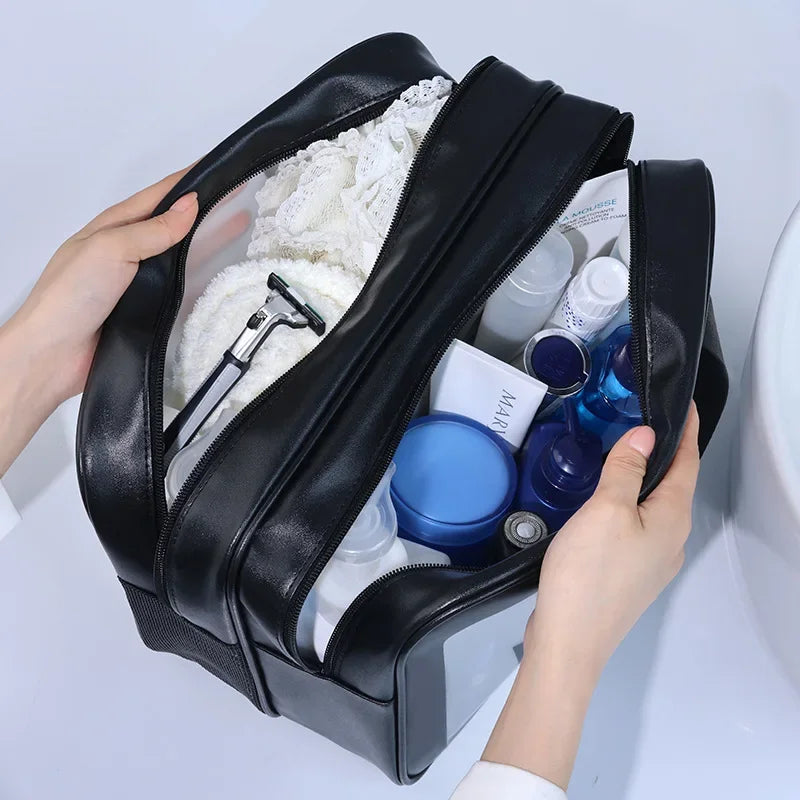 Dry-Wet Separation Double Transparent PU Mini Pouch Bag Portable Washing Bag Cosmetic Storage Bag Travel Fitness Essentials