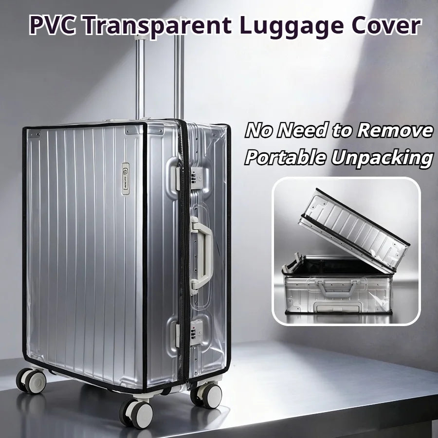 Transparent Waterproof PVC Suitcase Protector, Wear Resistant Dustproof Cover for 20-28 Inch Wheeled Trolley Luggage
