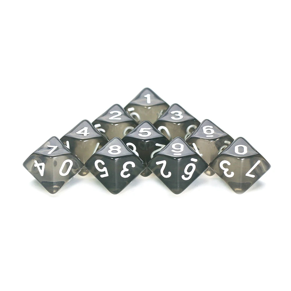 Board Game D10 Dice 10pcs Digital 0-9 Polyhedral Dice for Table Role Playing Game DND COC