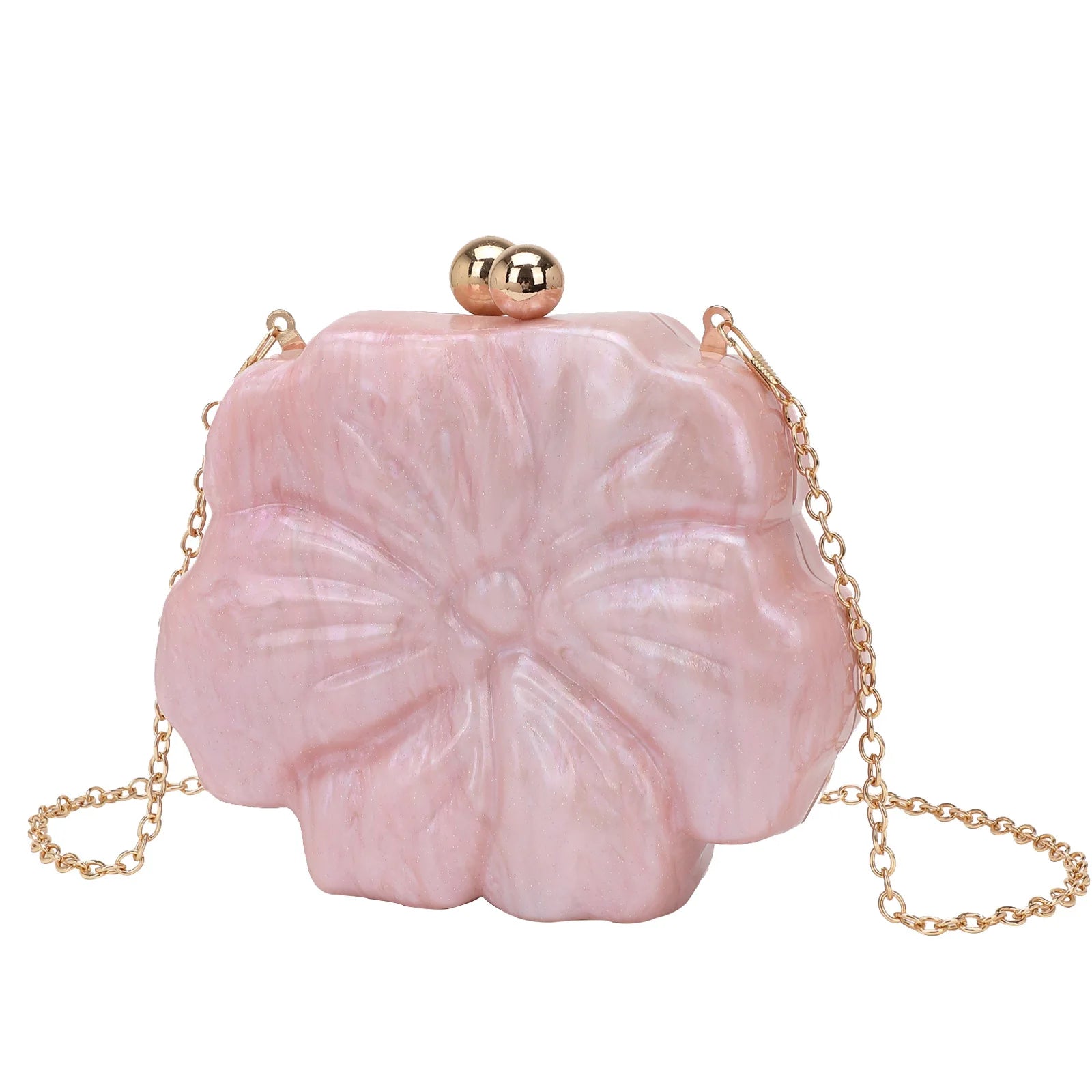 Fashion Pink Acrylic Clutch Bag for Women Designer Flower Box Shoulder Crossbody Bags Luxury Evening Party Purses Valentine Day