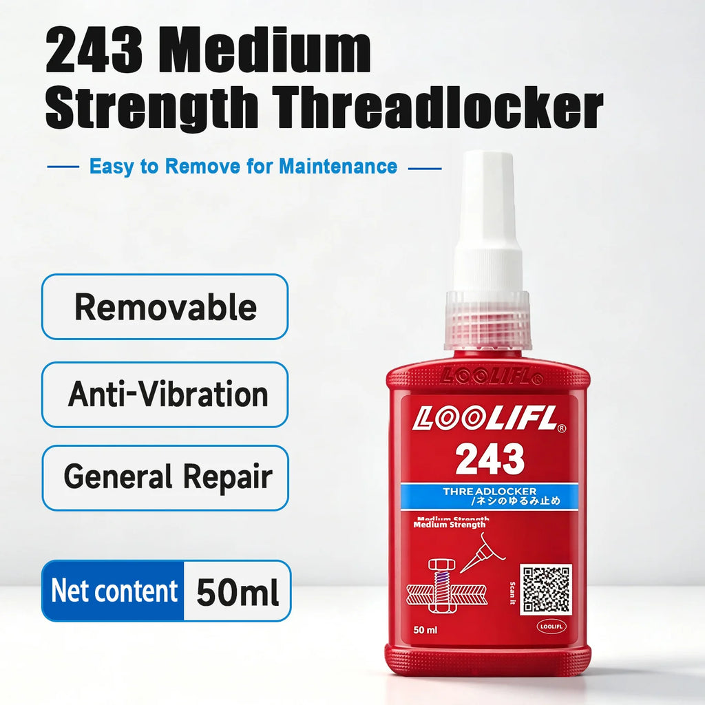 Industrial Grade 243 271 Threadlocker Anaerobic Glue Medium High Strength Anti Loosen Rust Seal Metal Screw Adhesive 10ML 50ML