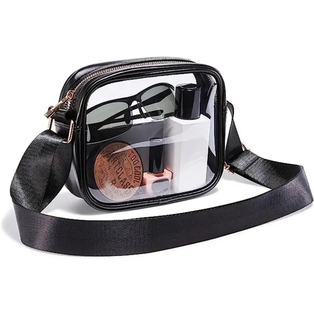Ladies Jelly Square Shoulder Messenger Bag Transparent PVC Crossbody Bag Waterproof Cosmetic Bag Female Travel Phone Purse
