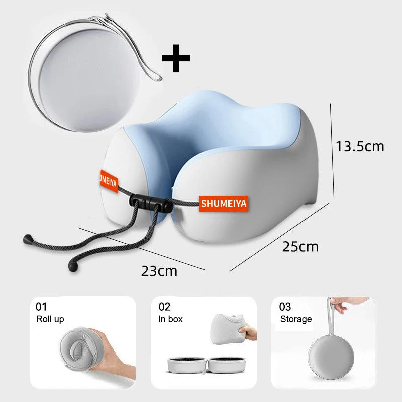 1Pc/Set Travel Memory Cotton U-shaped Pillow - Soft Washable Portable Neck Support for Airplane Spine Care & Travel Rest
