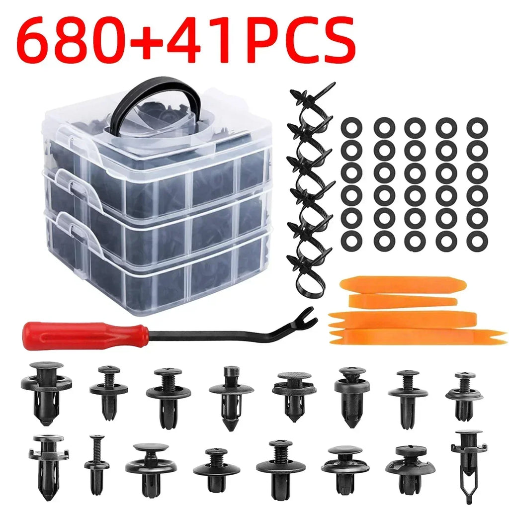 100/415/680PCS Car Fastener Clips Mixed Car Fasteners Door Trim Panel Auto Bumper Rivet Retainer Push Engine Cover Fender Clip