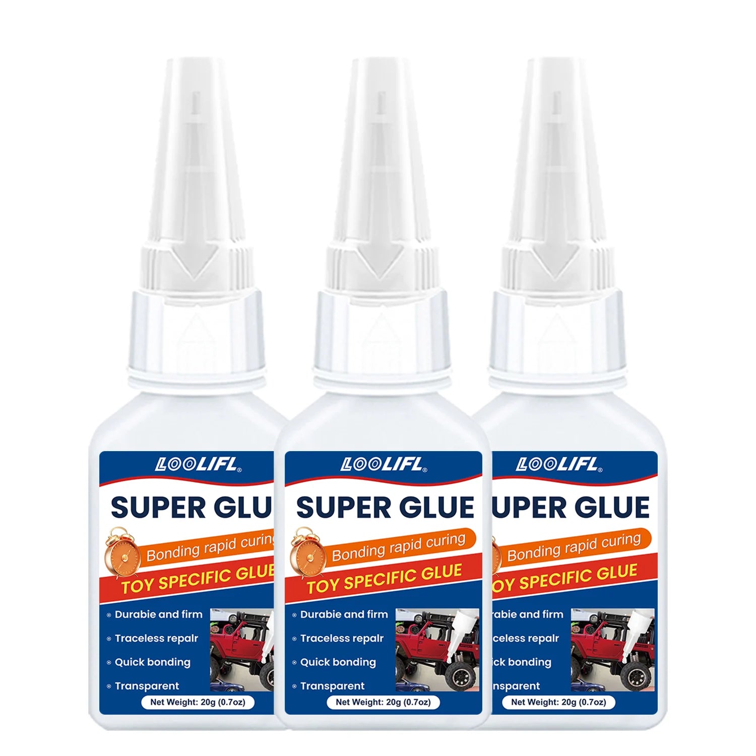 LOOLIFL 20g Cyanoacrylate Strong Adhesive - Fast Drying High Adhesive Plastic Toy - DIY Crafts for Miniature Model Restoration