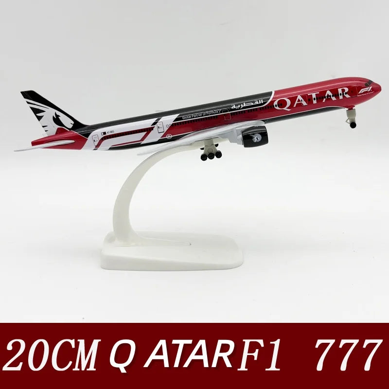 20cm 777-300 Qatar Airways Model Plane Toy Replica Alloy Material Scale Airplanes With Landing Gear Wheels Base