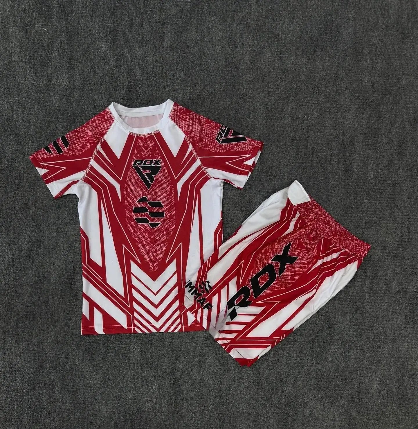 Summer New MMA RDX Blue Red Fighting Night Tee Shorts Men Women Boxing Training Sports Set Oversized Breathable Speed Drying Set