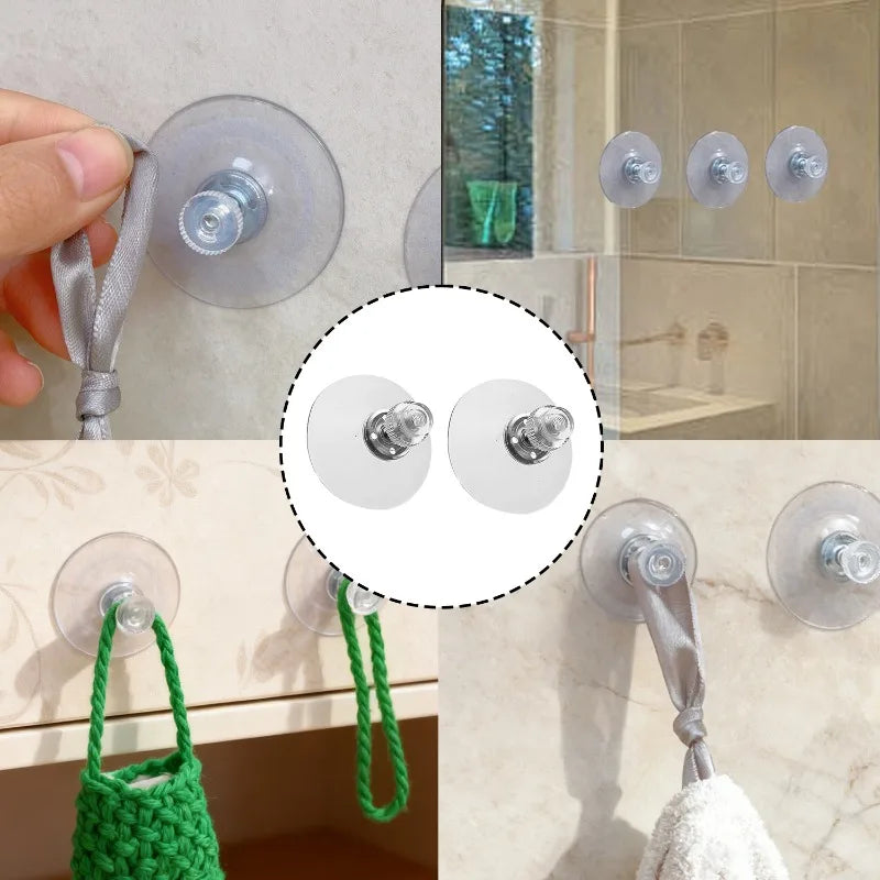 Plastic Suction Cups Hook 25/32/41mm Clear PVC Sucker Pads Strong Adhesive Suction Holder With Screw Nut Home Organizer Hooks