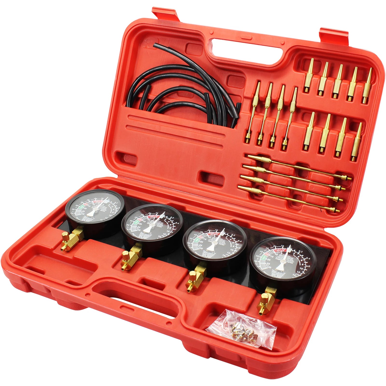 SucceBuy Fuel Vacuum Carburetor Synchronizer Carb Tools sync 4 Gauge Set with Rubber Hose Vacuum Balancer Meter Kit
