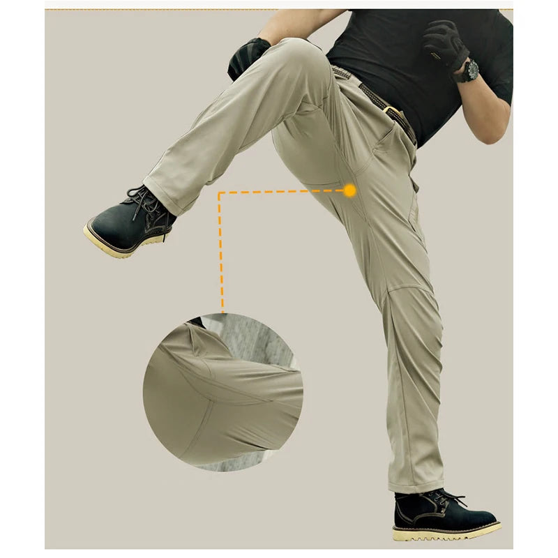 Men's Tactical Hiking Pants Spring Autumn Wear-Resistant Multiple Pockets for Camping Fishing Hunting Climbing Trekking