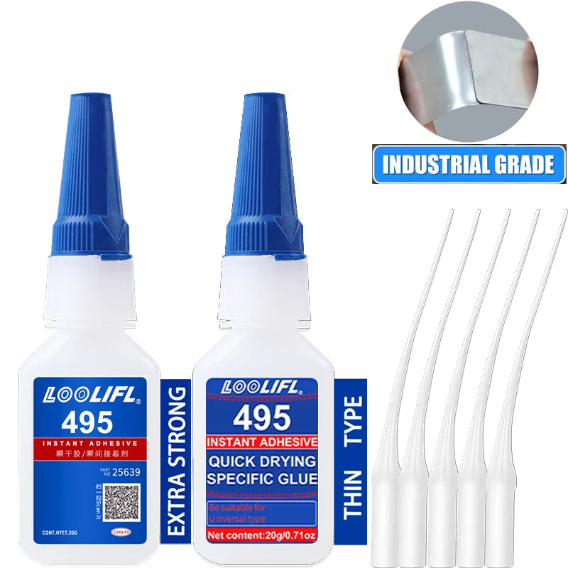 1-5pcs, LOOLIFL, 20g upgraded version 495, super glue, industrial strength, metal strong adhesive, transparent, stable,