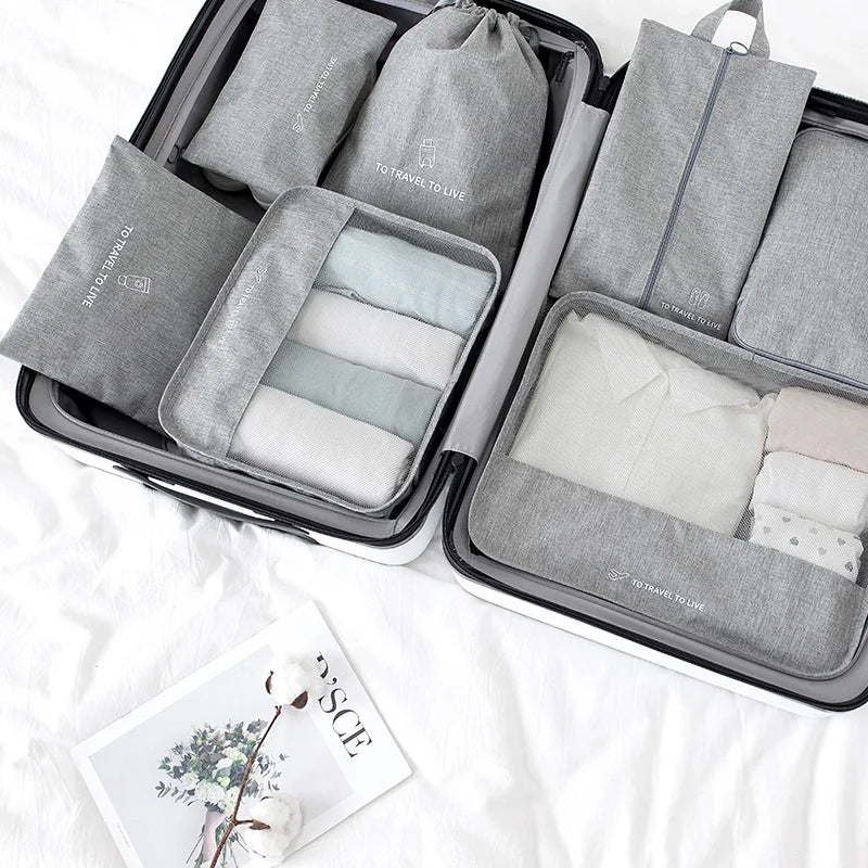 Travel Luggage Organizer Set with Mesh Window and Zipper Closure Lightweight Packing Cubes for Suitcase Storage Daily Use