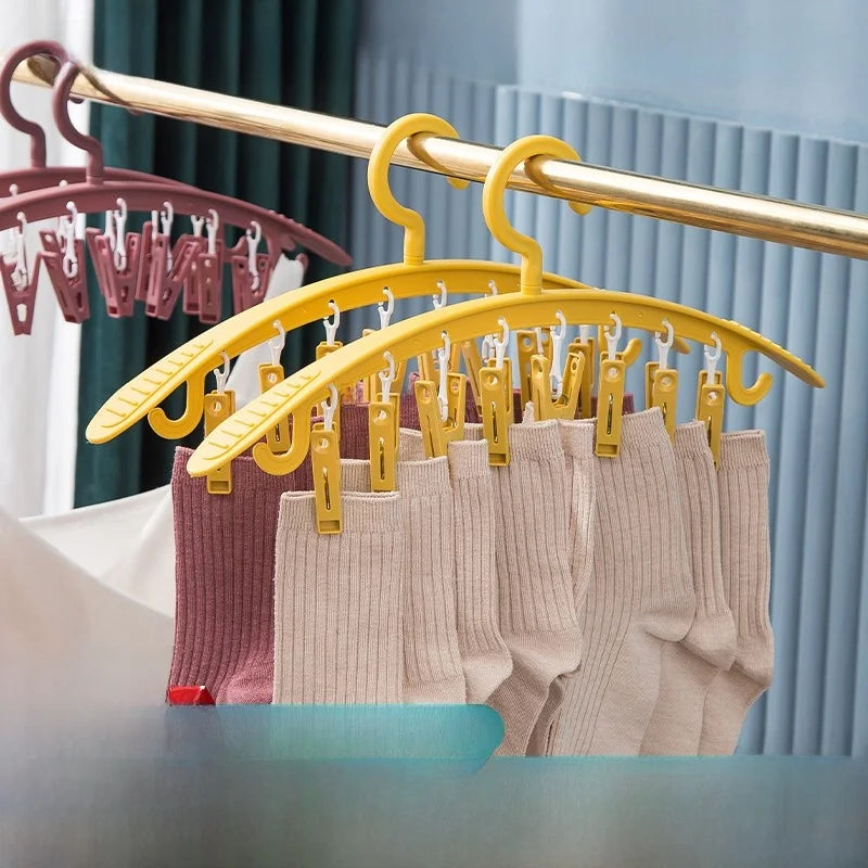 Travel-Friendly Window Frame Clothes Drying Rack Clip-On Small Size Balcony Clothesline Outdoor Clothes Hanger Plastic Material