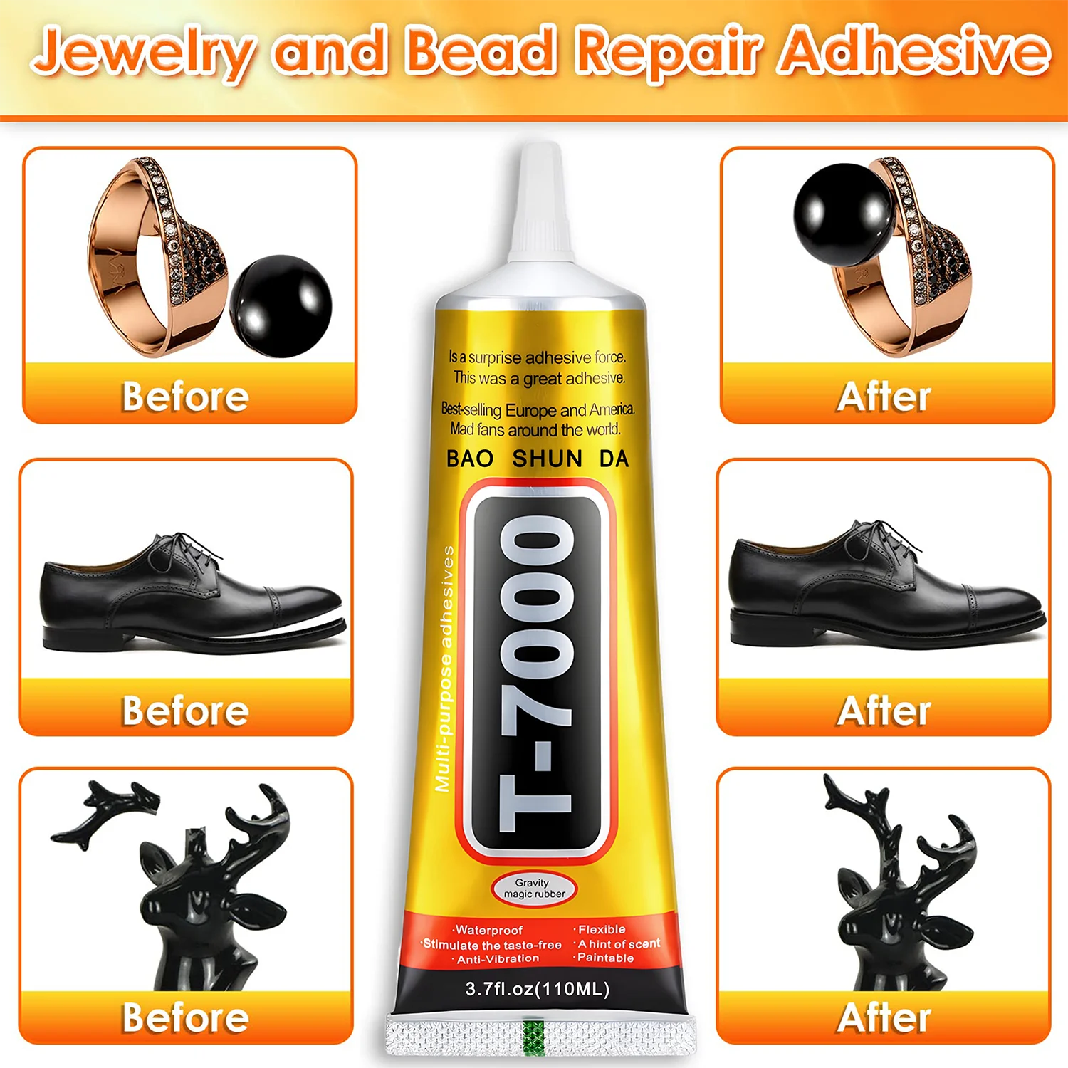 T7000 Black Soft Adhesive B-7000 Computer Cell Phone Touch Screen Repair Frame Anti-vibration Universal Glue 15/50/110ML