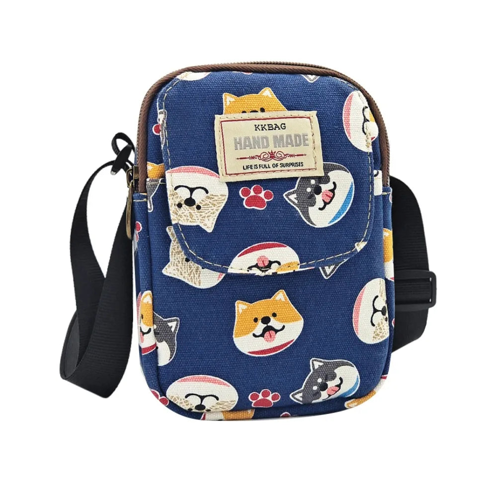 Cartoon Printed Shoulder Handbag Oxford Cloth Square Crossbody Messenger Bags Large Capacity Cosmetic Bag