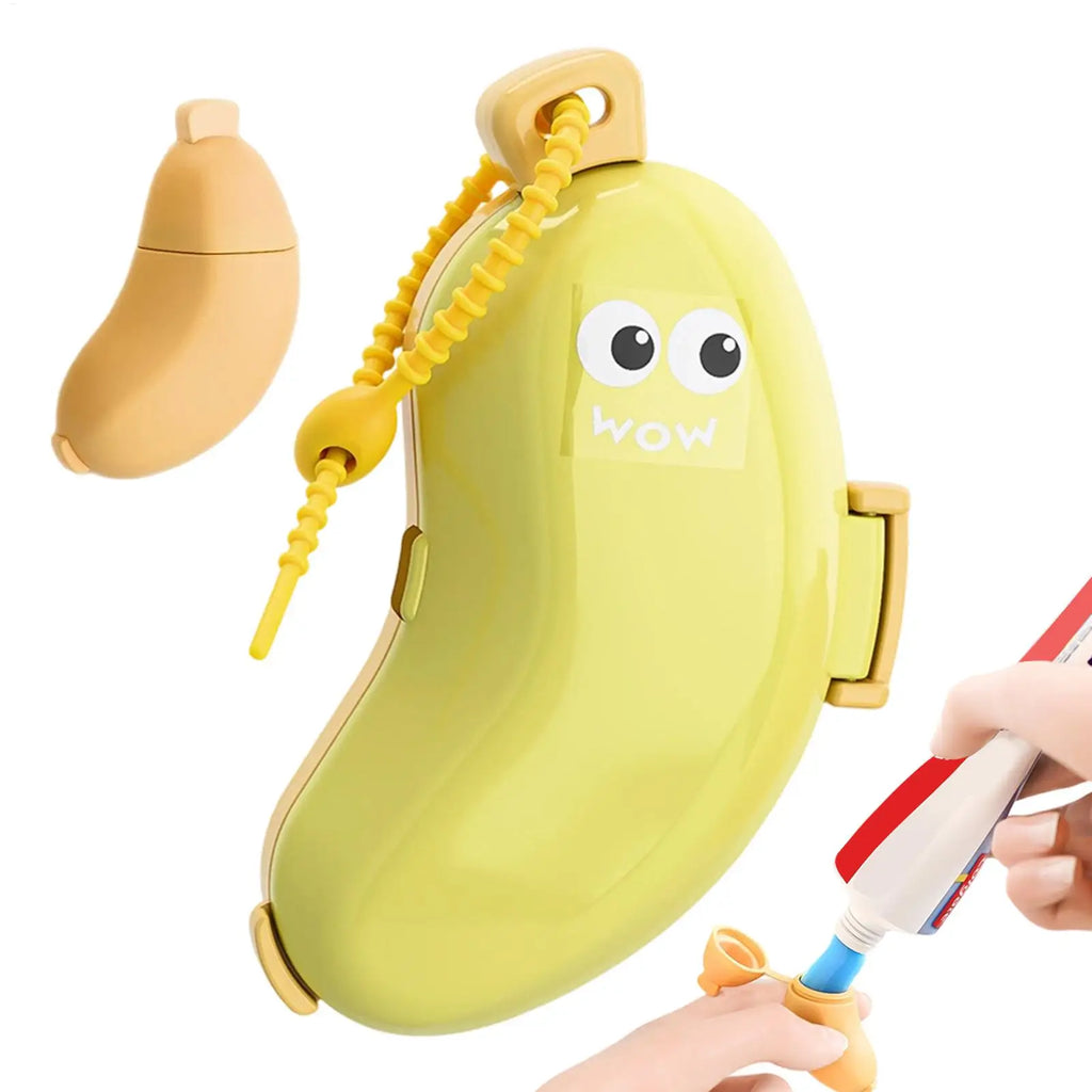 Banana Shaped Silicone Travel Toothbrush Holder Built-in Toothpaste Dispenser Portable Storage Case Box For Cruise Travel Daily