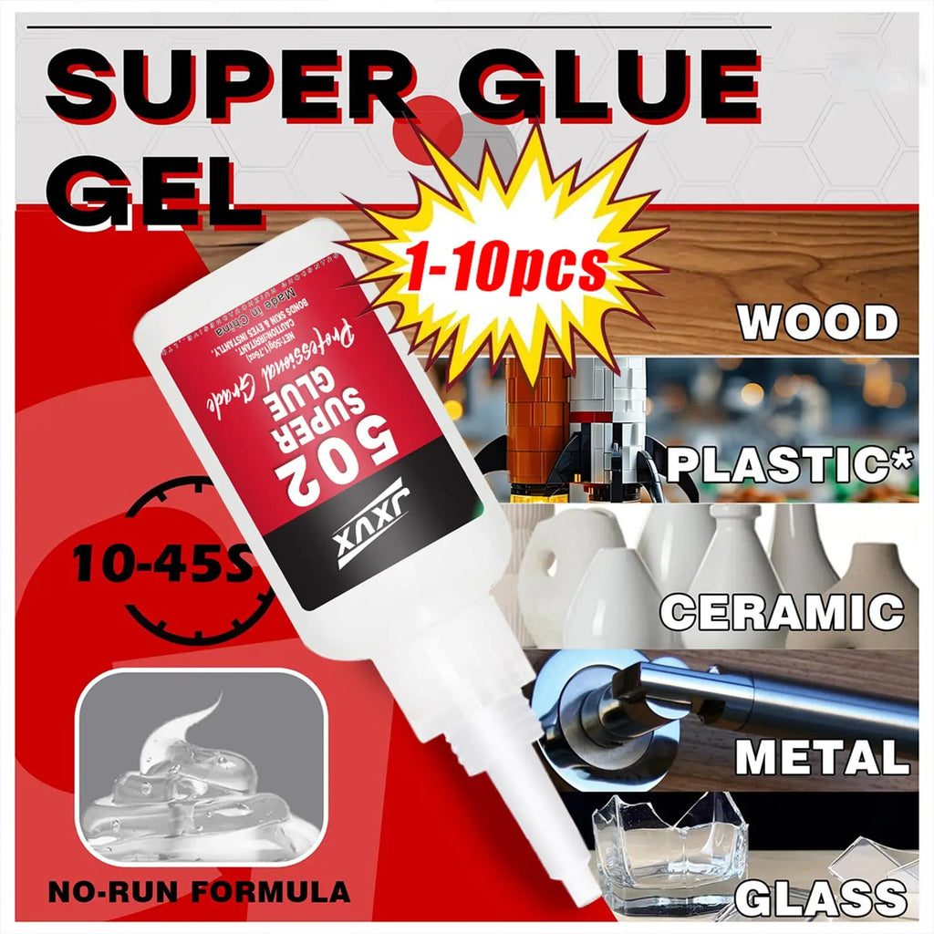 20g/50g Large Capacity 502 Super Glue extra strong, Cyanoacrylate Adhesive, Instant Quick Drying Cyanoacrylate Adhesive, Leather, Rubber, Glass, Wood, Metal, Liquid Glue Tool, Includes dispenser ,1-10pcs.