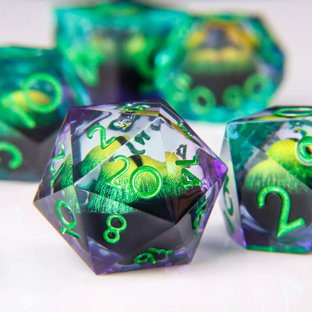 DND Dragon Eye Dice Liquid Core Dice Set Resin Sharp Edged Dice For Dungeons and Dragons Polyhedral D&D Dice Handmade D and D