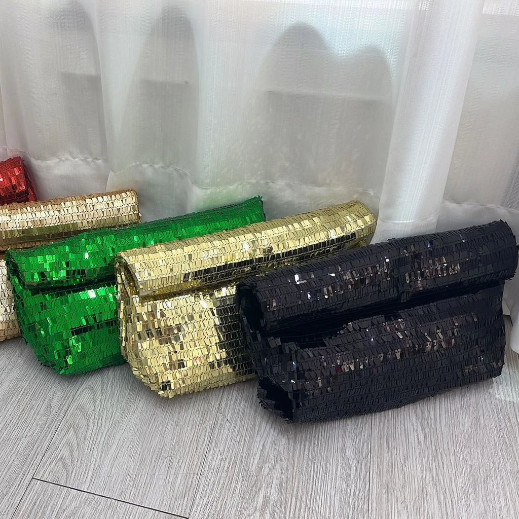 Fashion Sequins Crossbody Bag Simple Women's Tote Bag Underarm Shoulder Bag Evening Clutch Party Handbag ﻿wallet gold