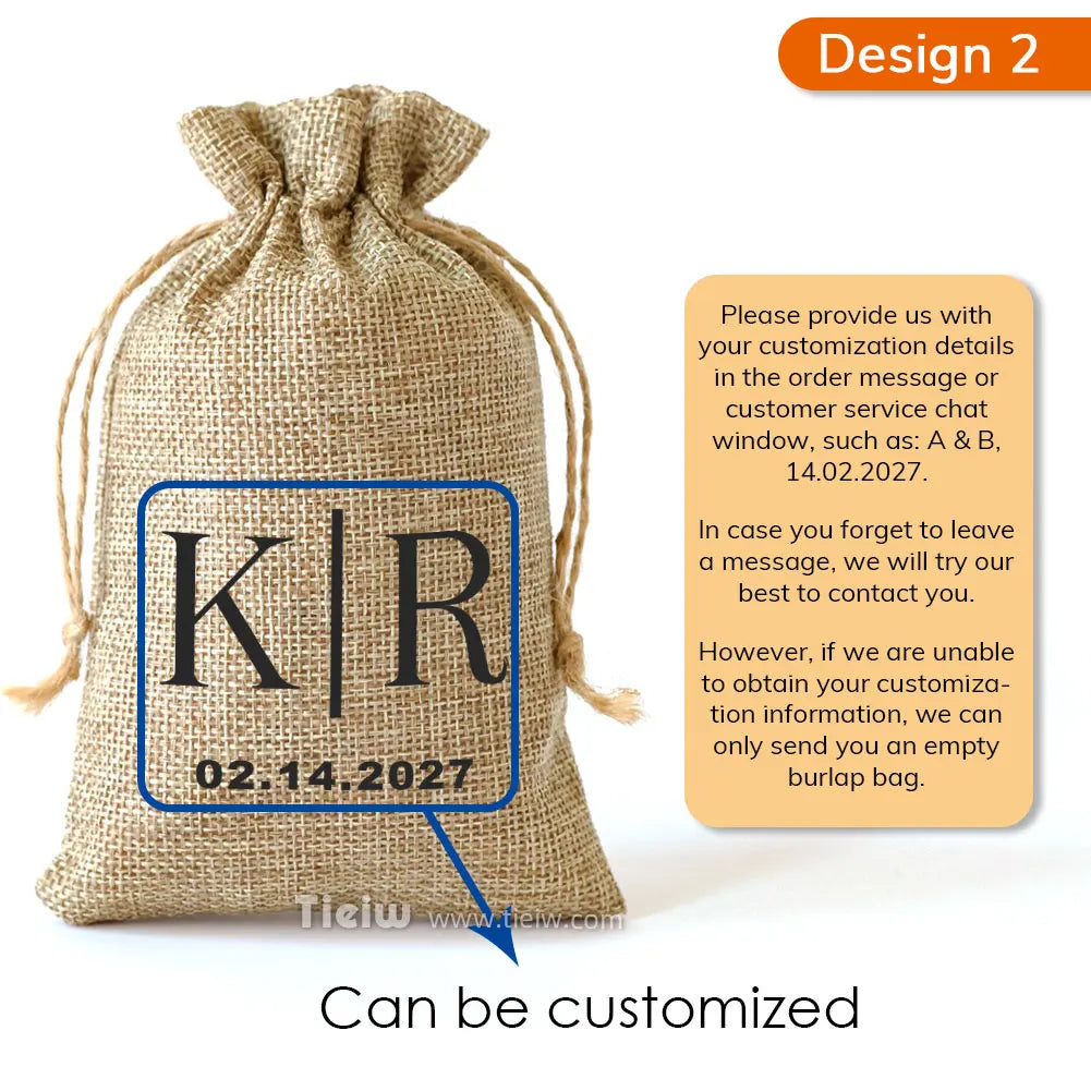 Custom Burlap Favor Bags With Drawstring For Wedding And Party Favors Personalized Natural Linen Sack For Candy Coffee DIY Craft