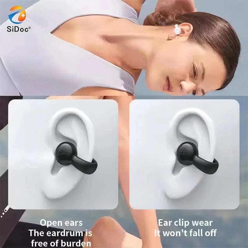 New single ear stereo clip on Bluetooth earphones YX09 business model with bone conduction and long battery life