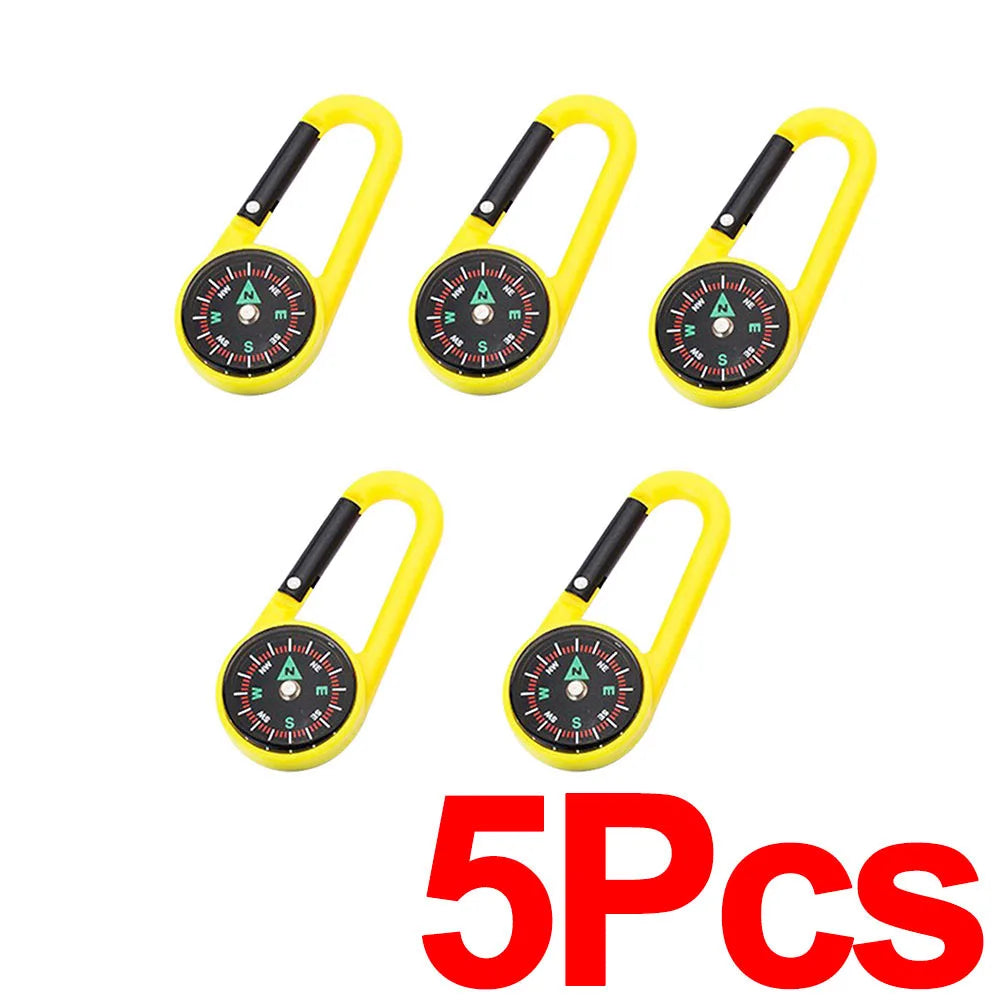 Outdoor Compass Carabiner Mini Camping Keychain Mountaineering Hiking Backpack Buckle with Compass Survival Children Gifts