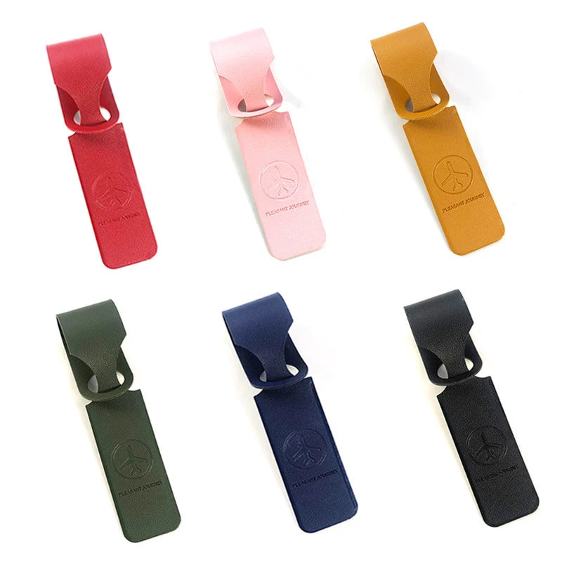 Luggage Tag PU Leather Long Strip Hanging Luggage Tag Portable Travel Accessories for Suitcase Backpacks Name ID Address Tags