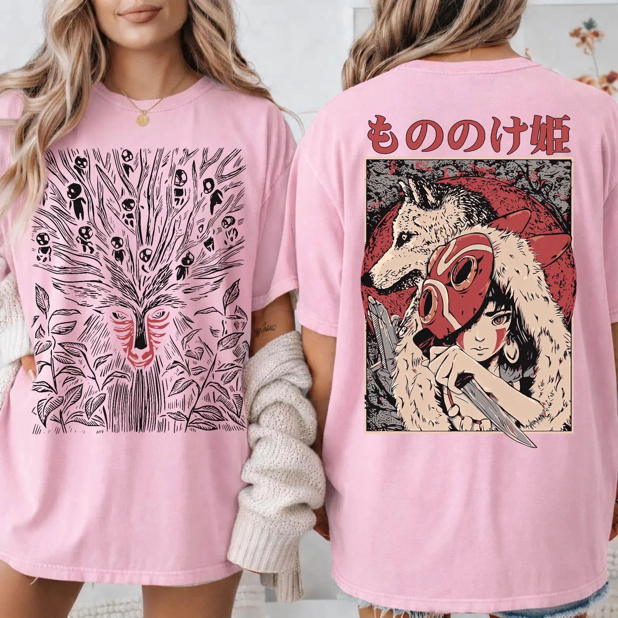 Plus Size Summer Women's Vintage  Mononoke T-Shirt Cotton Breathable Stylish Versatile Street Style Oversized