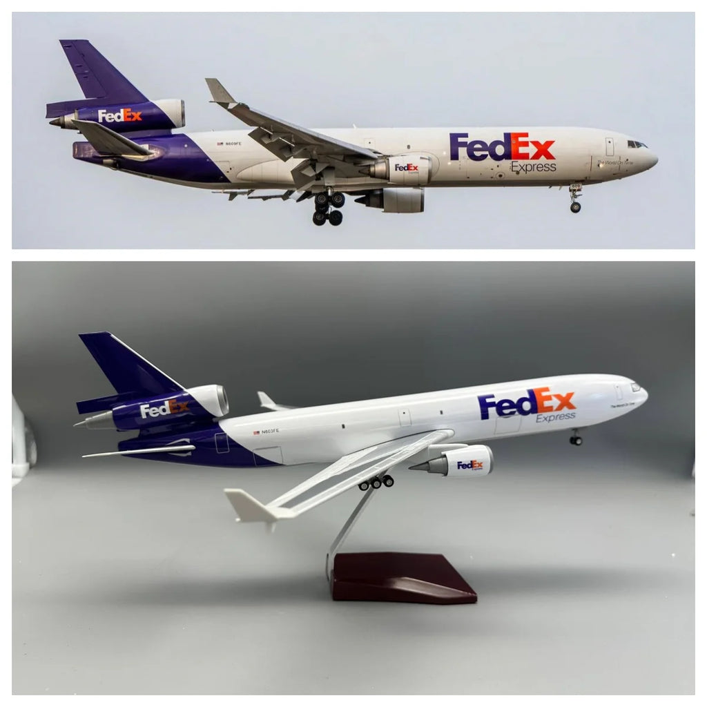MD11 Plane Model FedEx Cargo Airways Resin Plastic model With Wheels Landing Gears Replica Static Souvenir Plane Toy Collection