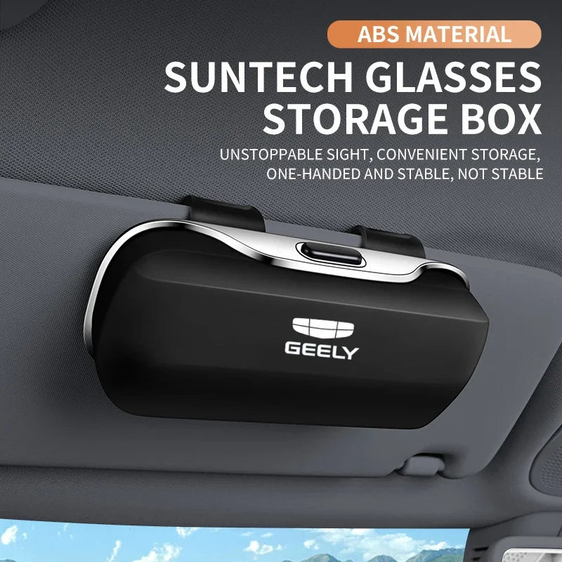 For Geely Coolray Gx3 Pro Monjaro Tugella Emgrand Preface Starray 2025 Accessories Car Visor Sunglasses Glasses Case Holder Clip