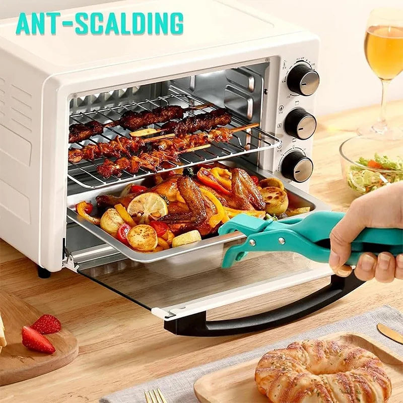 Anti-Scald Hot Plate Gripper Bowl Dish Clips Cooking Clamp Holder Silicone Anti Slip Tongs For Kitchen Dish Bowls Plates