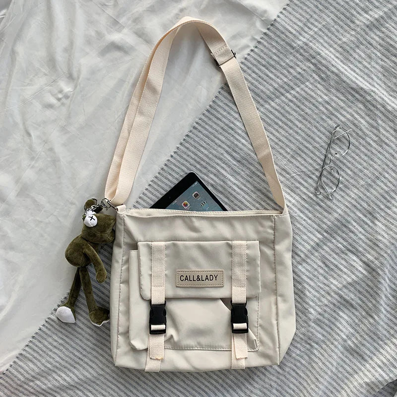 Waterproof Canvas Diagonal Cross Bag Youth Fashion Version Ladies Large Capacity Shoulder Bag Solid Color Women Messenger Bags