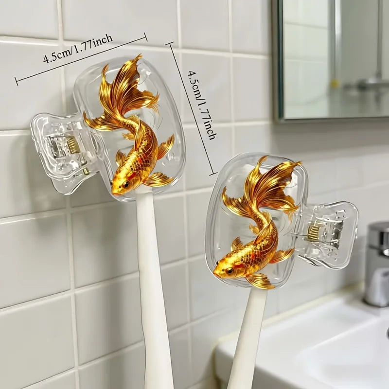 2pcs Lucky Goldfish Koi Toothbrush Head Cover Storage Case Toothbrush Protective Cover Holder Bathroom Accessory for Home Travel