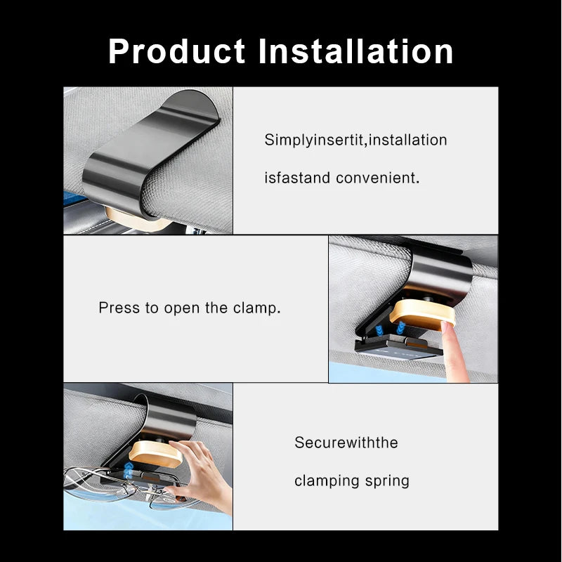 Car Stainless Steel Card Ticket Holder Sun Visor Glasses Clip For Hyundai N Line i20 i30 Sonata Tucson Azera Elantra Veloster