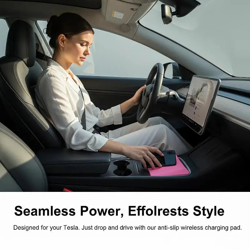 New！Car Center Console Wireless Charging Pad Center Console Anti Slip Silicone Mat For Phone Charger Area Car Accessories